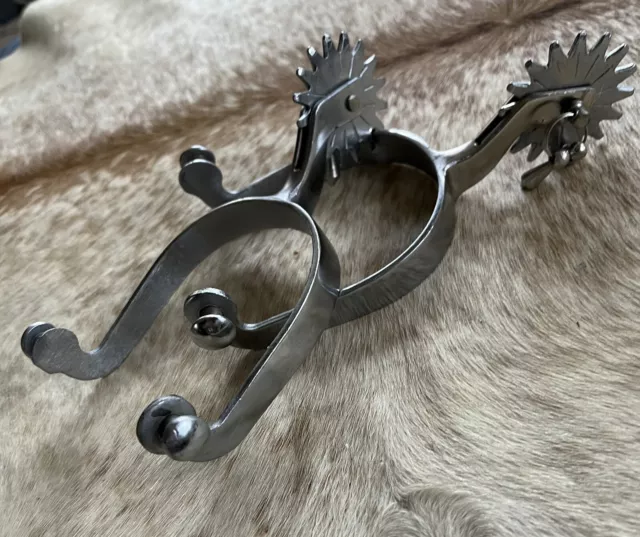 Adult Size Chrome Plated Spurs with Jingle Bobs On Rowels PAIR