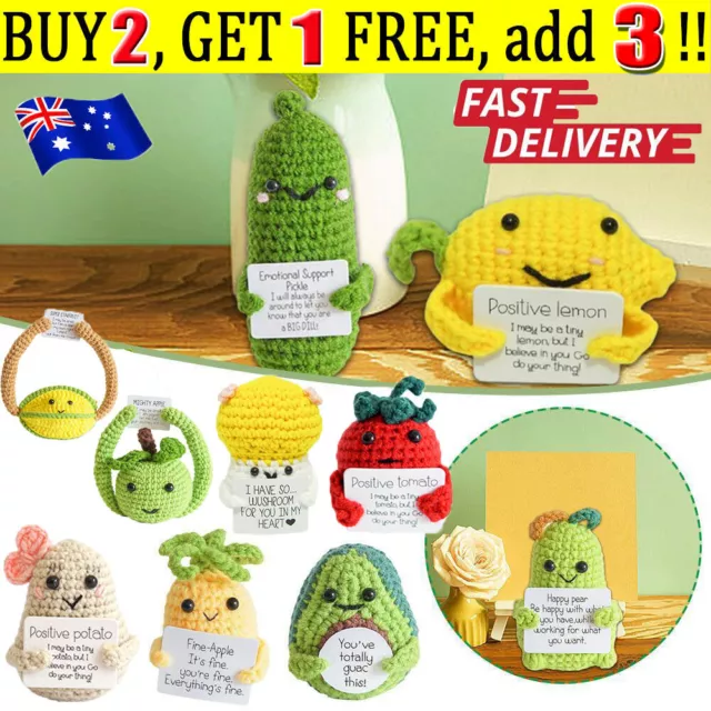 Handmade Green Smiling Stuffed Friendship Emotional Support Pickle Knit  Cucumber
