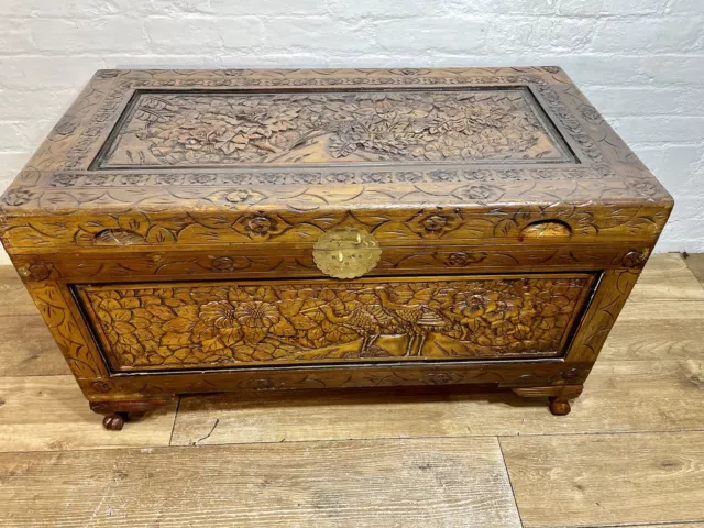 Vintage Oriental Chinese  Carved Chest Trunk  . Delivery Available