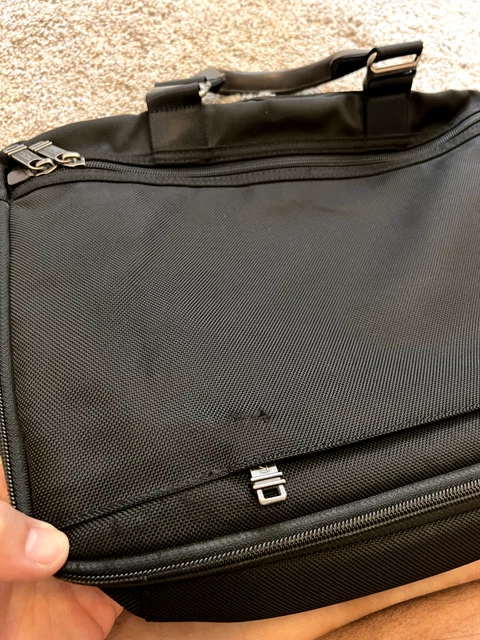 Tumi Black/Brown Ballistic Nylon Soft Briefcase Laptop Bag with Strap!