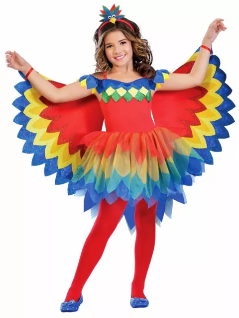 Girls Pretty Parrot Fairy Costume Childs Paradise Animal Bird Fancy Dress Outfit