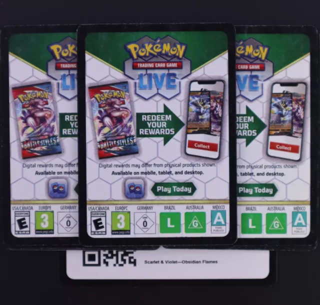 20 x Pokemon TCG Online Code Cards OBSIDIAN FLAMES *UNUSED* - Sent Via Ebay MSG