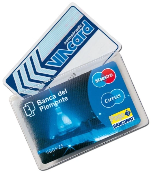 Porta Tessere Rigido Trasparente (2 Pezzi) Per Carte Di Credito, Patente, Green Pass, 9x6 Cm