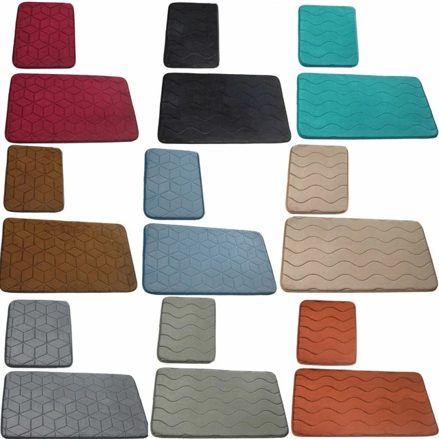 2 Tlg. Set Badematte Badteppich Badvorleger Grau Braun Beige Blau Turkis Schwarz