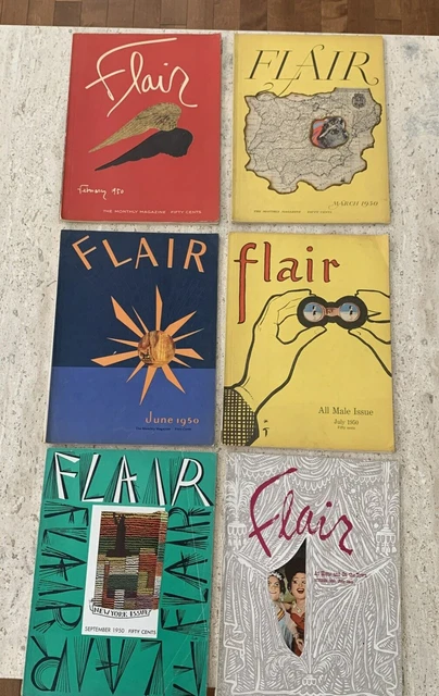 Lot of 6 issues of Flair Magazine from 1950 Feb, March ,June, July, Sept, Oct Lot of 6 issues of Flair Magazine from 1950 Feb, March ,June, July, Sept, Oct
