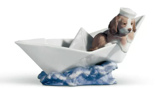 New Lladro Little Stowaway Dog Figurine #6642 Brand Nib Animal Cute Save$$ F/Sh