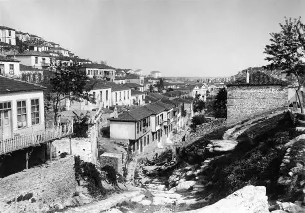 Residential quarter in Kavala Macedonia 1910 OLD PHOTO