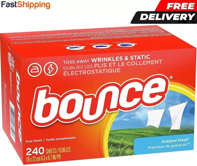 Bounce Dryer Sheets Laundry Fabric Softener, Outdoor Fresh, 240 Count