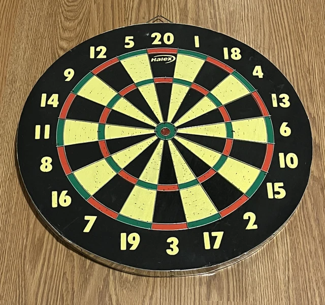 VINTAGE HALEX DOUBLE Sided Dart Board 1.25" Thick Heavy 7lbs. No