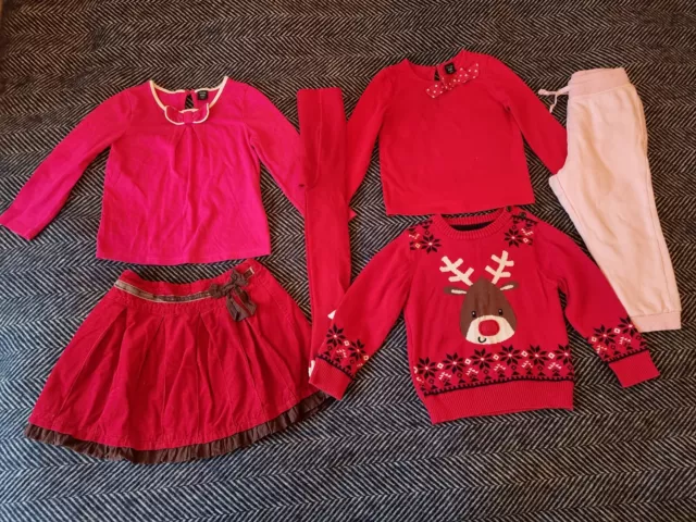 Christmas Girls Bundle Age 2 - 3, Tops, Tracksuit Bottoms, 1 Pair Of Tights