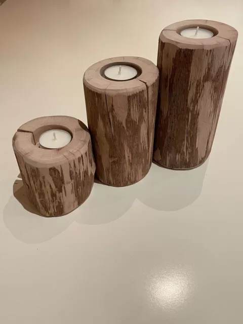 Kerzenständer 3er Set - Adventsdeko Holz Kerzenhalter Teelicht Halter Dekoration