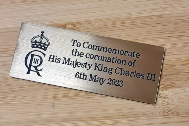 King Charles III Coronation Engraved Plaque Bench Tree Sign Royal Memorabilia