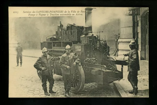 Fire Fighting postcard Fire Fighters engine Paris France Vintage