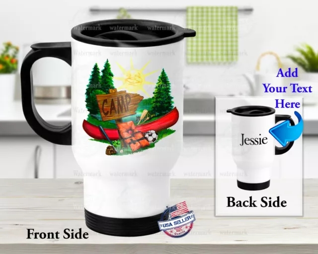 Summer Camp Lets Go Design - Stainless Steel Thermal 14oz Insulated Travel Mug