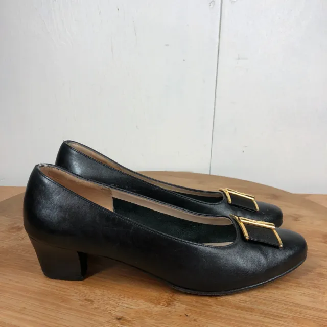 Salvatore Ferragamo Shoes Womens 6 C Pumps Black Leather Loafer Vintage Career