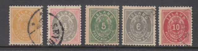 Iceland Sc 21, 23 - 26 Numerals P13 3a -10a F/VF Used