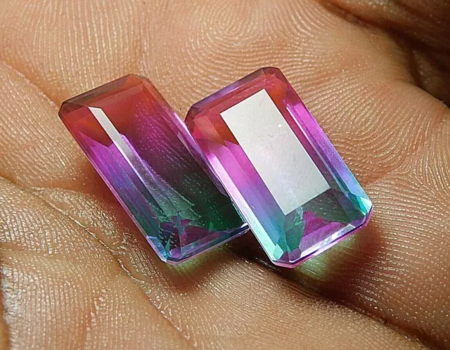 23.00 ct. Beautiful AAA+++ Watermelon Tourmaline Emerald Loose Gemstone 2Pcs