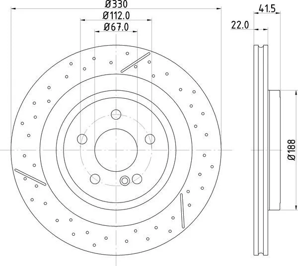 Mintex Brake Discs Pair V 330:5 Rear 330mm For Mercedes-Benz MDC2793C