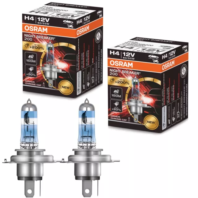 2x OSRAM H4 NIGHT BREAKER 200 +200% Halogen Scheinwerfer Lampe 12V P43t