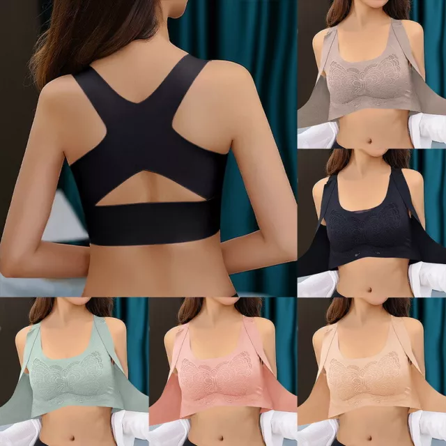 Women Posture Corrector Bra Back Support Push Up Yoga Front Closure  Wireless Bra