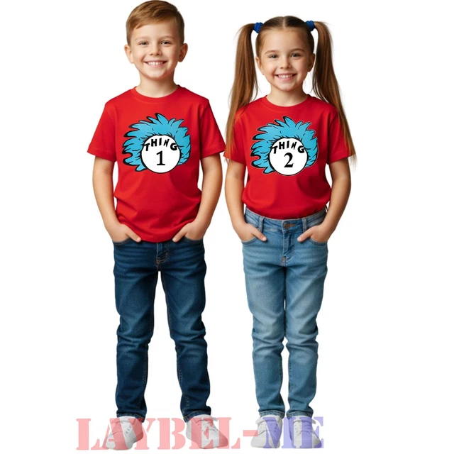 Magliette Coppia Thing 1 E Thing 2 - Costume Divertente Per Gemelli - Donna