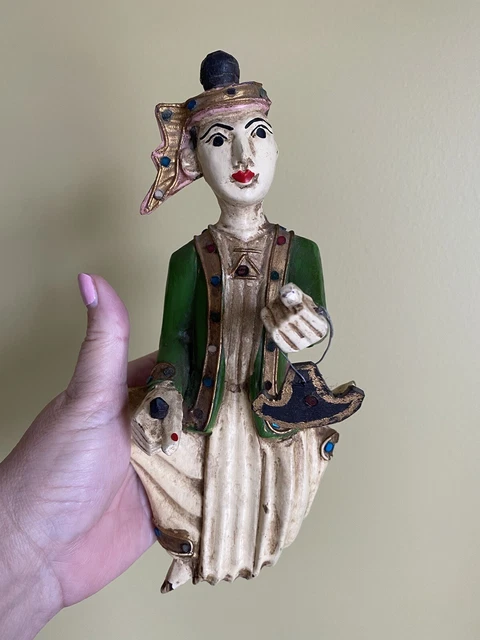Rare Vintage Handcarved Burmese Tibetan Musical wall hanging  Mid Century Modern