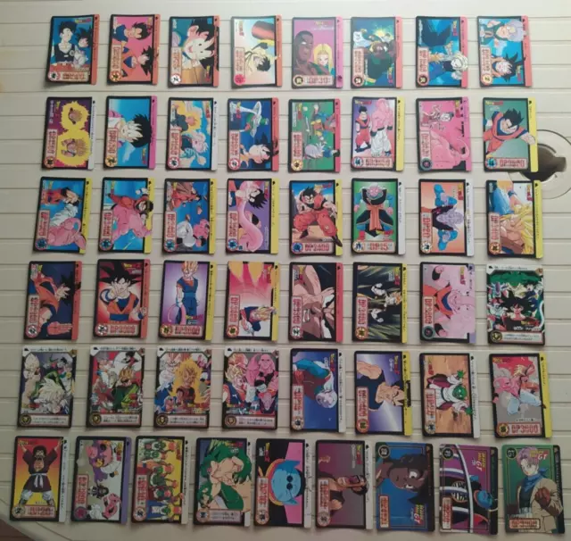 Lot de 49 carddass hondan Hong-Kong Bandai DBZ 1993-96 Dragon Ball GT Goku Buu