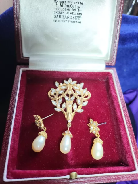 Edwardian Style Neck Brooch With Matching Earrings