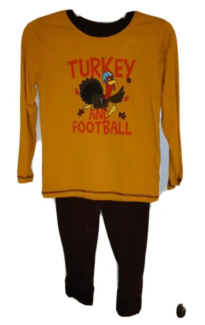 Little Rebels Kid's TURKEY AND FOOTBALL Top and Pants Pajama Set - Size: 6