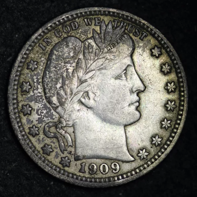 1909 Barber Silver Quarter CHOICE AU TONED SHIPPING E277 GJEM