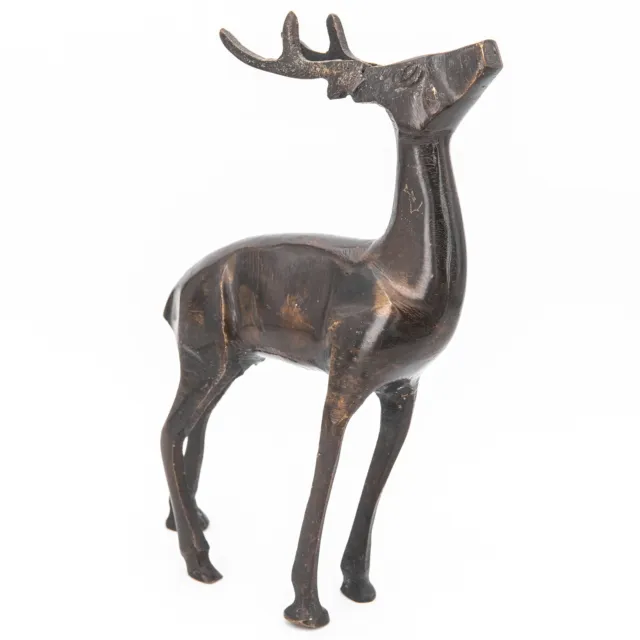 18,7 cm - Vintage Bronze Skulptur Figur "Stolzierender Hirsch" Abstrahiert