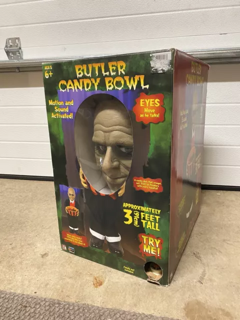 Gemmy Halloween Animated Butler Candy Bowl Treater Greeter Monster Munchie Prop