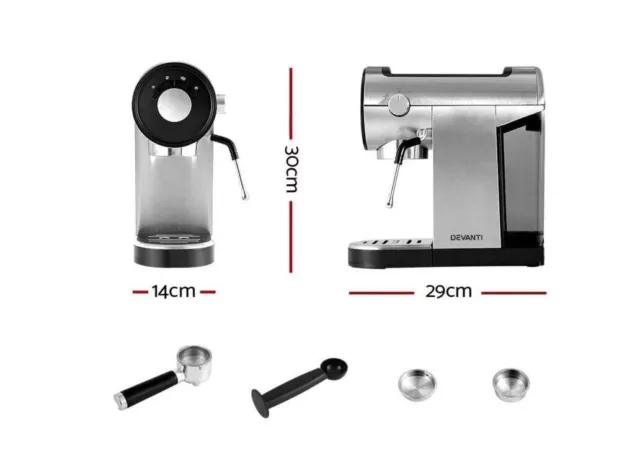 NEW Devanti 20 Bar Coffee Machine Espresso Cafe Maker Milk Frother Cappuccino 3