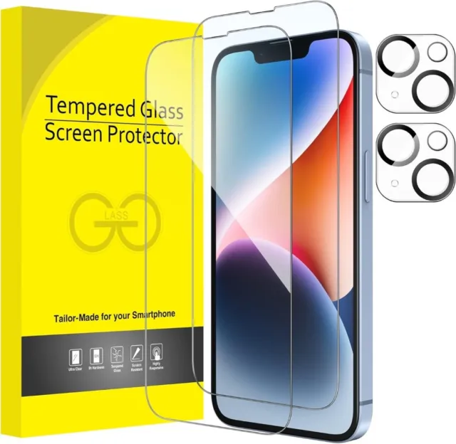 Tempered Glass Screen Protector & Camera Lens iPhone 15 14 Pro Max Plus 13 12 11