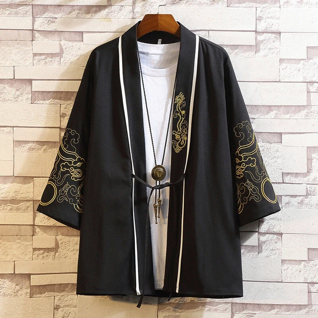 Men's Embroidery Kimono Jacket Coat Cardigan Outwear Japanese Retro Chinese Tops