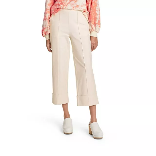 Women's High-Rise Cuff Straight Leg Cropped Pants Rachel Comey x Target Cream 14