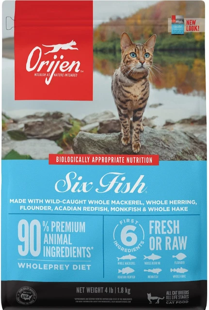 ORIJEN Six Fish Grain-Free Dry Cat Food, 4 lb