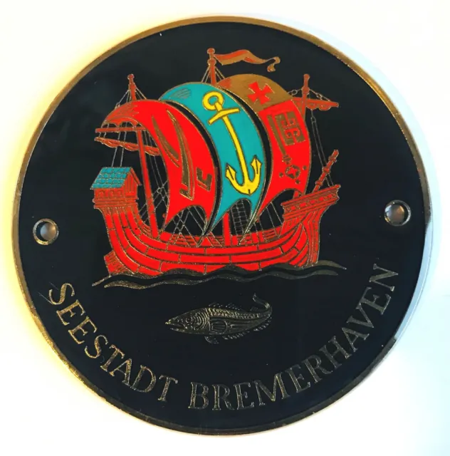 Plakette Seestadt Bremerhaven Medaille Metall Wappen Abzeichen Andenken Sammler 2