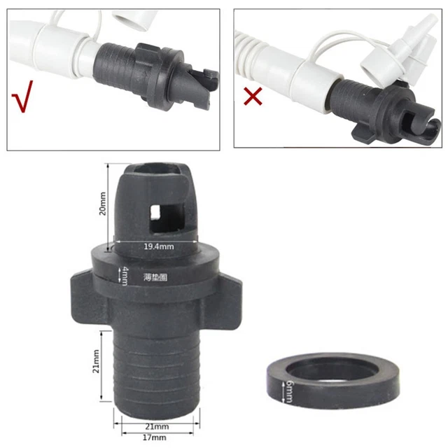 Adaptateur De Valve Pour Pompe à Air – Gonflage Bateau, Kayak, Matelas – PVC Noir