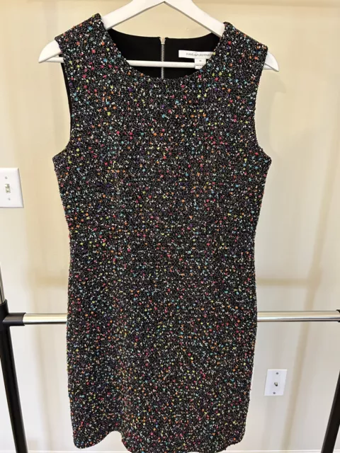 Diane von Furstenberg Carrie Tweed A-Line Dress Black/Multicolor Size 10 3