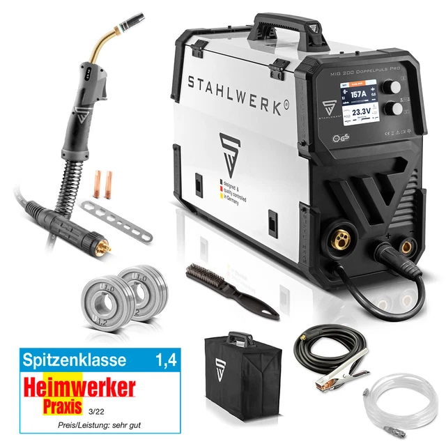 STAHLWERK Saldatrice Combinata 5 In 1 MIG MAG 200 Pulse Pro - Inverter IGBT, 200A, Sinergica, Funzione Pulse E Spot, Per Alluminio, Acciaio, Kit Completo Con Torcia - 2