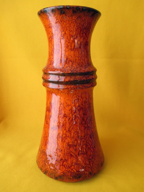 Vintage Vase Orange Ceramique Jasba Design 60/70 No Vallauris Hauteur 28Cm