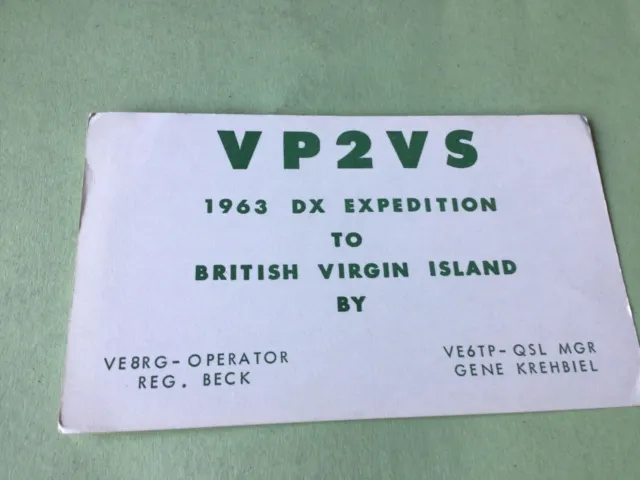 Vintage QSL Radio communication card British Virgin  Island 1963  Ref 52644