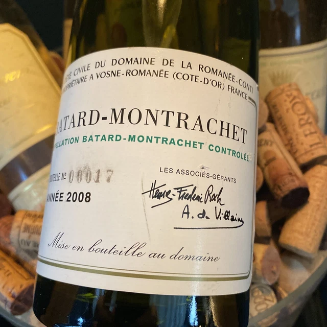 RARE!! DRC ROMANÉE CONTI Batard-Montrachet 2008 bouteille Vide.