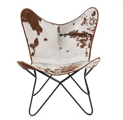2 Hairon Leather Butterfly Chair Handmade Home Garden Relax Arm Chair Folding