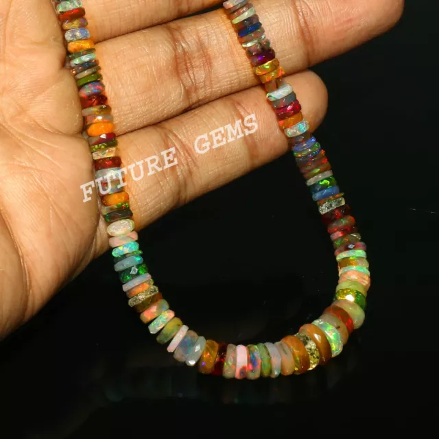 Äthiopische Opal Perlen Facettiert Reifen Großhandel Schmuck Feuer Kette NP-1670