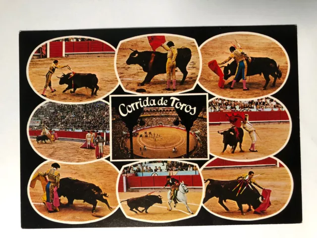 Vintage Corrida de Toros Barcelona Spain Postcard Bull Fighting