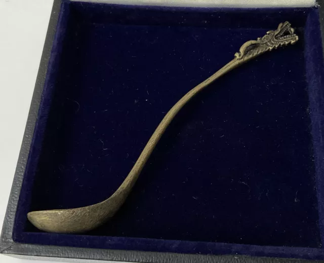 Vintage Brass Oriental Dragon Head Pipe Tobacco Spoon ? Chinese ? Hong Kong ?