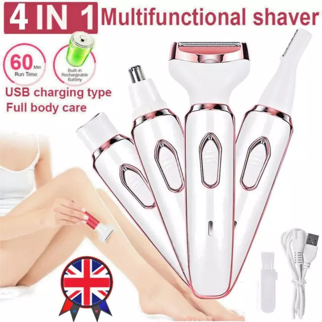 4 In1 Lady Electric Women Shaver Facial Hair Removal Bikini Leg Body Epilator UK