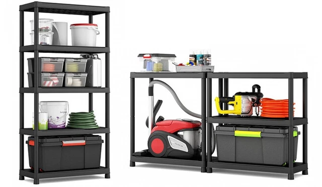 HEAVY DUTY PLASTIC Racking 5 Tier Shelving Storage Unit - 275 Kg Load ...